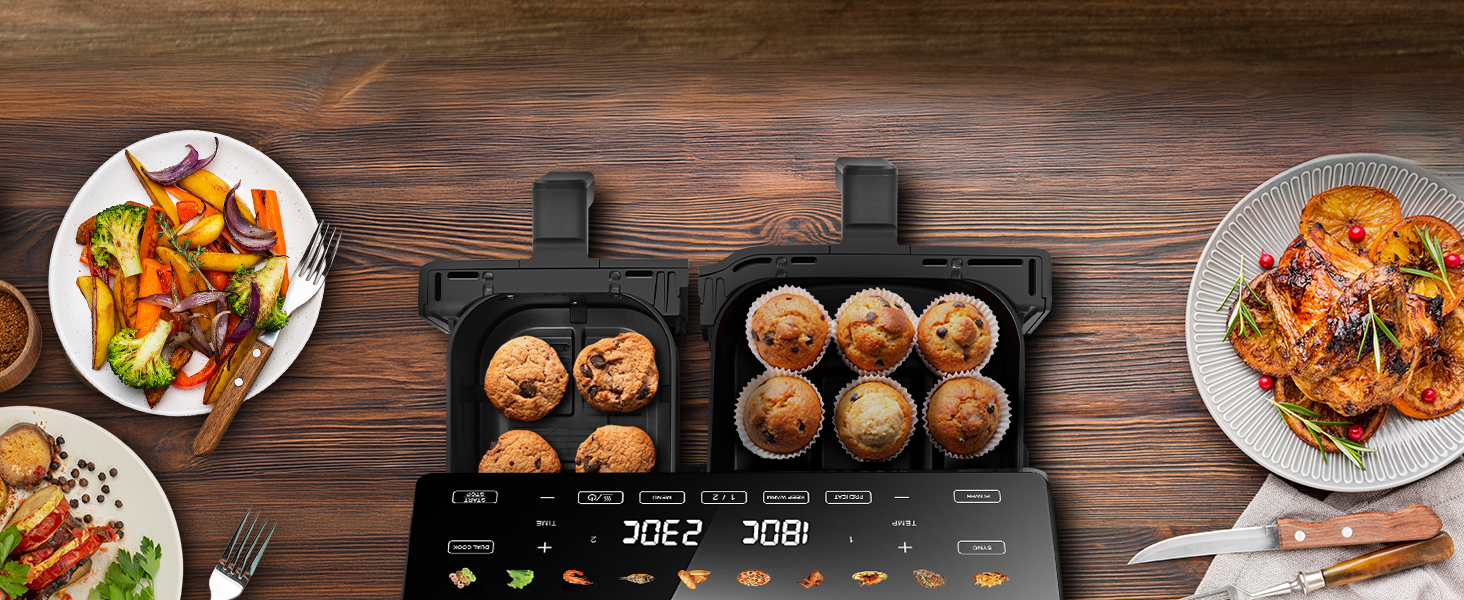 Фритюрниця Extralink 1400W з гарячим повітрям, 4.2L, 10 функцій приготування, LED-дисплей, економна, 90% менше жиру