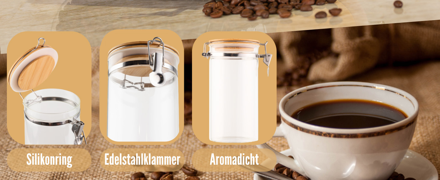 Набір кавових контейнерів Deco haus® 2 шт. з етикетками, 1,3 л - для кави, цукру, борошна, мюслі. Повітряно-непроникні контейнери для зберігання продуктів.