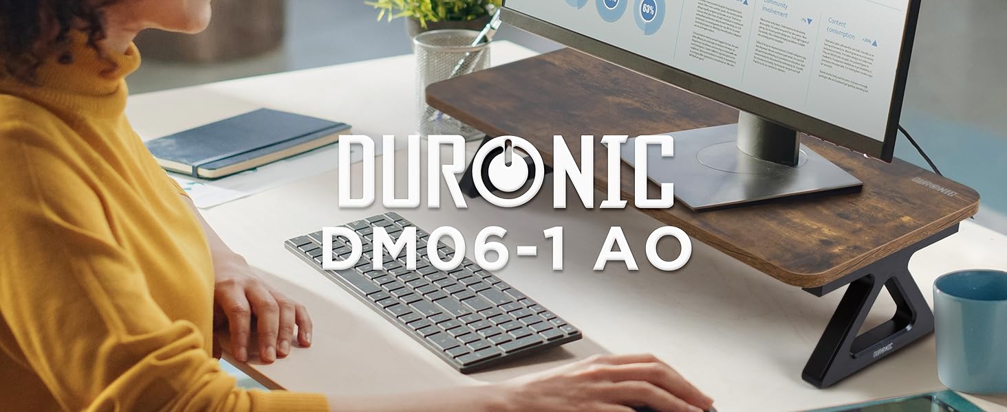 Підставка для монітора Duronic DM06-1, 62 x 30 см, підставка на стіл, підняття екрану, платформа для двох моніторів, вантажопідйомність 10 кг