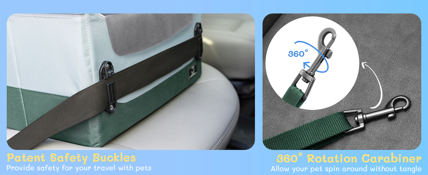 Автокрісло для собак, автокрісло для маленьких собак з ременями безпеки, підвищення для собак, складане, зелене