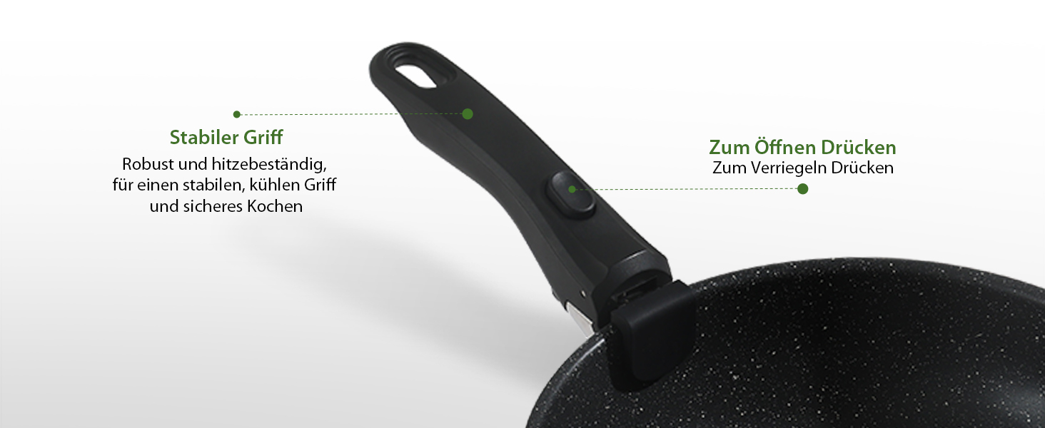 Набір каструль та сковорідок Induktion GMISUM 22 шт. з знімними ручками, для всіх типів плит, чорний