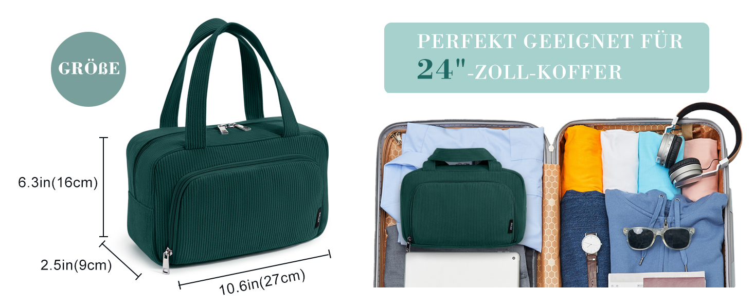 Косметичка жіноча Kalidi з відділеннями та щілинами для пензлів, велика органайзер для макіяжу, дорожня косметичка, валізка, темно-зелена