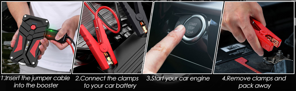 Пусковий пристрій для автомобіля Starthilfe 5000A 12V з LED-ліхтарем та USB. Powerbank для бензинових (до 9.0л) та дизельних (до 8.5л) двигунів.