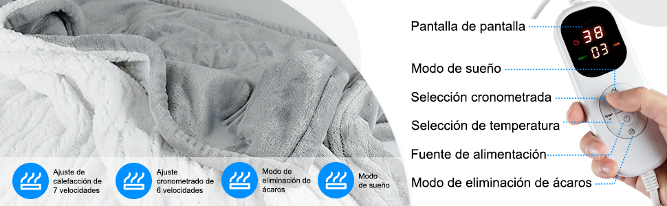 Електрична гріюча ковдра 180x130 см, плюшева ковдра з автовимкненням, 6 таймерів, 6 режимів нагріву, Sleep-Mode, гріюче підлое для дивана та ліжка, сірого кольору, можна прати, швидкий нагрів