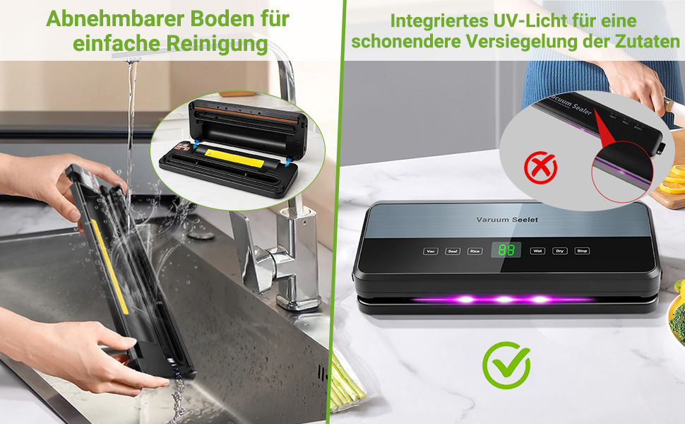 Вакуумний пакувальник 6-в-1 з мішками та рулонами, вбудований різак