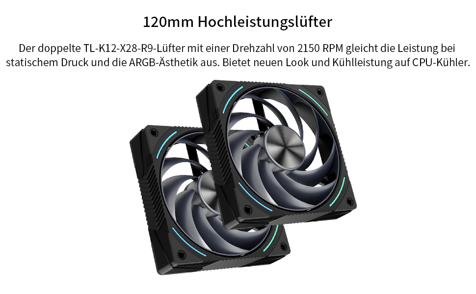 Кулер для процесора Thermalright Phantom Spirit 120 EVO, 7 теплових трубок, 2 PWM вентилятори, 2150 RPM, сумісність з AMD AM4/AM5 та Intel LGA 115X/1200/1700/1851/20XX, чорний