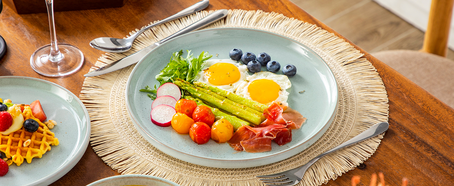 Набір посуду Steingut vancasso ANYA Mintgrün (18 предметів) - 6 осіб, сучасний сервіз з тарілок та мисок, сумісний з посудомийною машиною та мікрохвильовою піччю