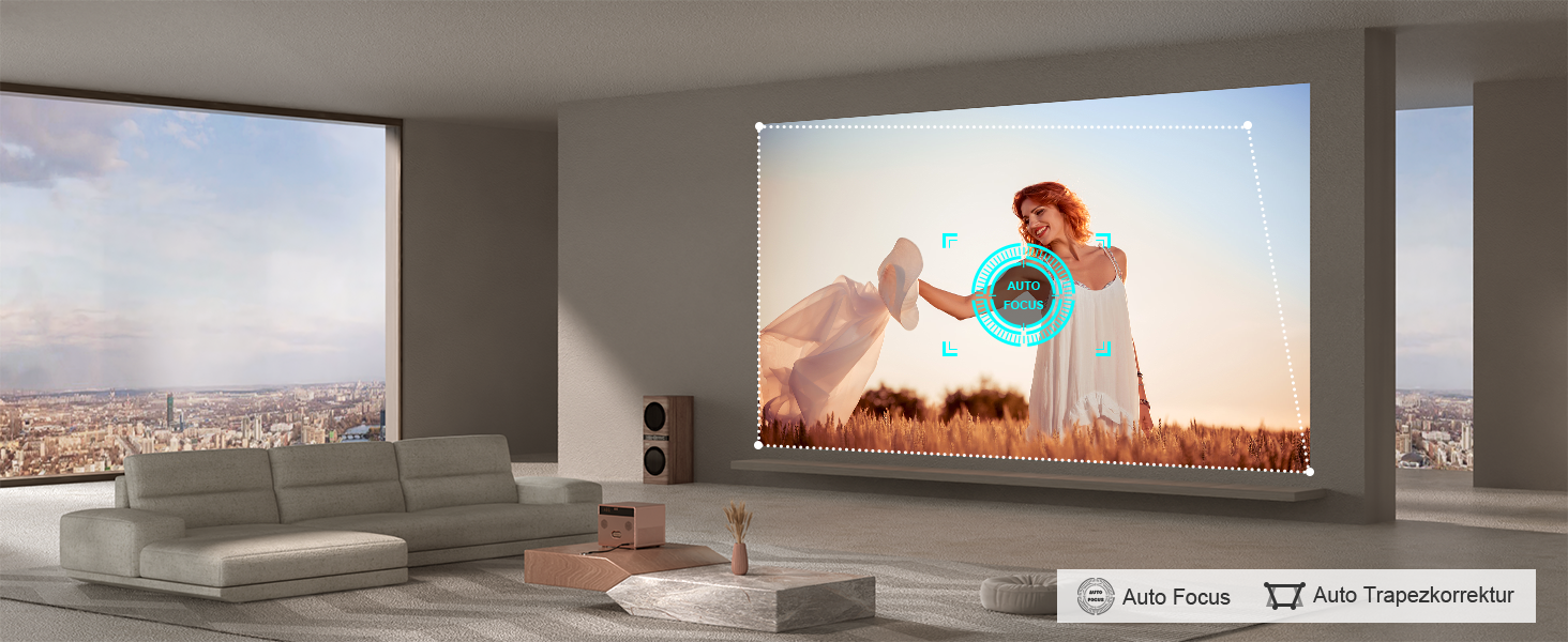 Проектор VOPLLS Mini Beamer 4K 1080P Full HD з автофокусом, корекцією трапеції, WiFi6, Bluetooth, 23000L/29000L для дому та мобільного використання