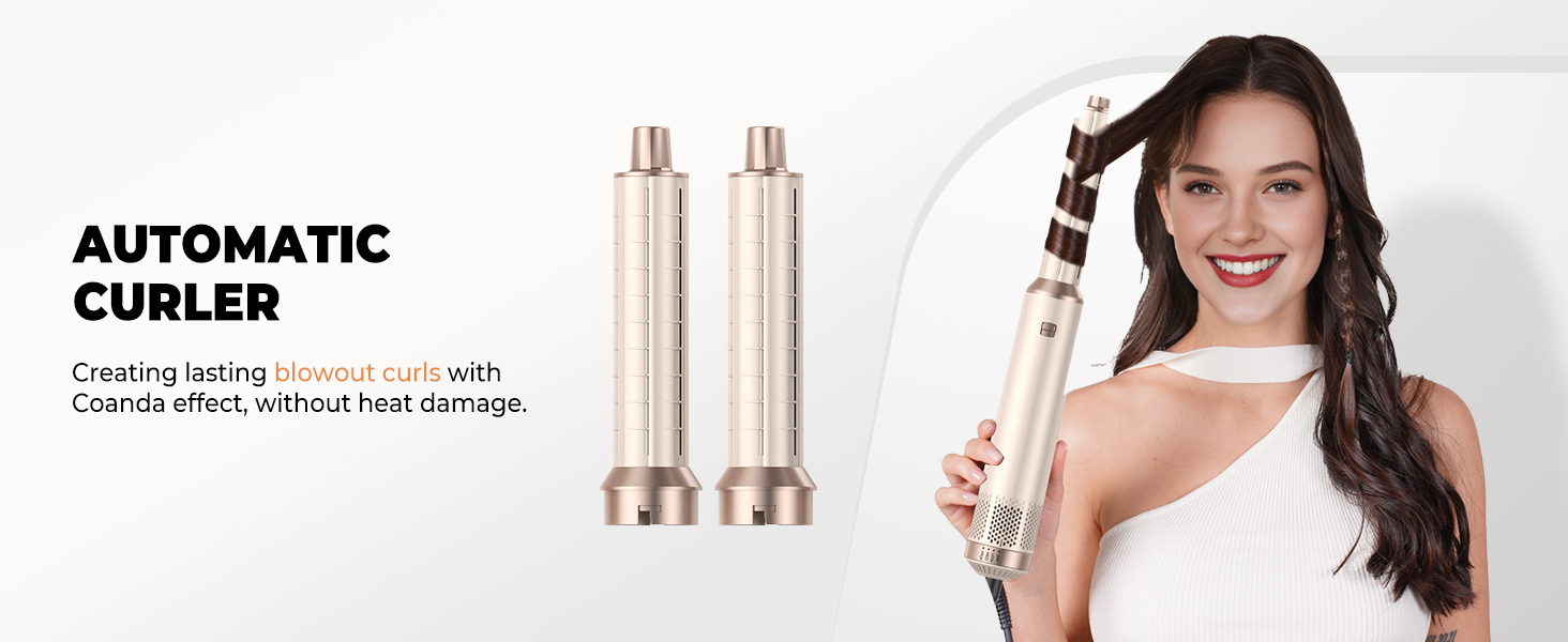 Набір для укладки волосся 5 в 1: фен, плойка, брашинг, термощітка, для створення об'єму, локонів та випрямлення. Золотий колір