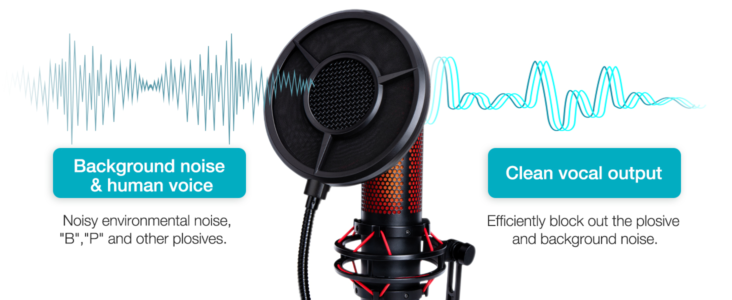 Кріплення для мікрофона HyperX QuadCast/ProCast YOUSHARES (PS-T7) з поп-фільтром, професійний штатив-кріплення для мікрофону, червоний