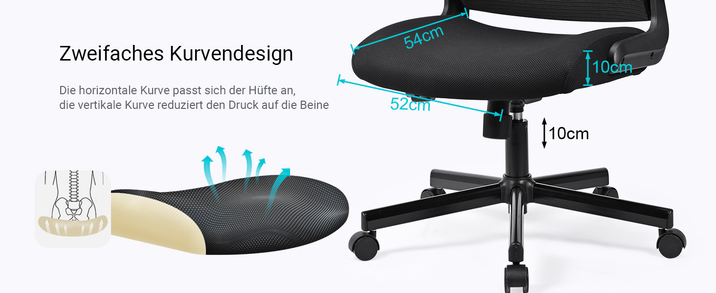 Ергономічне крісло для офісу з регульованою підголовником, офісне крісло з сітки, відкидні підлокітники, широке сидіння, функція гойдання, комп'ютерне крісло EN 1335, офісне крісло 200 кг, чорне