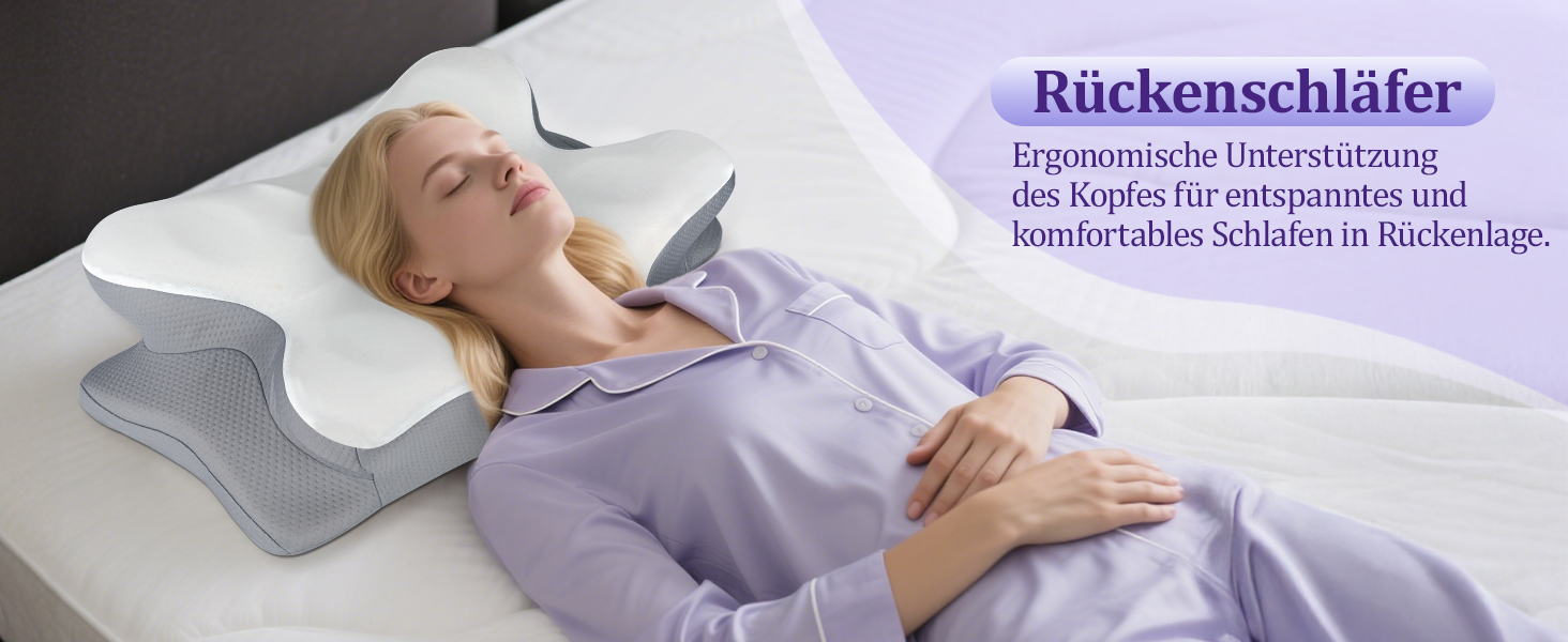 Подушка для шиї з Memory Foam - Ортопедична подушка для сну, бічних, спинних та тих, хто спить на животі. Підтримка шиї.