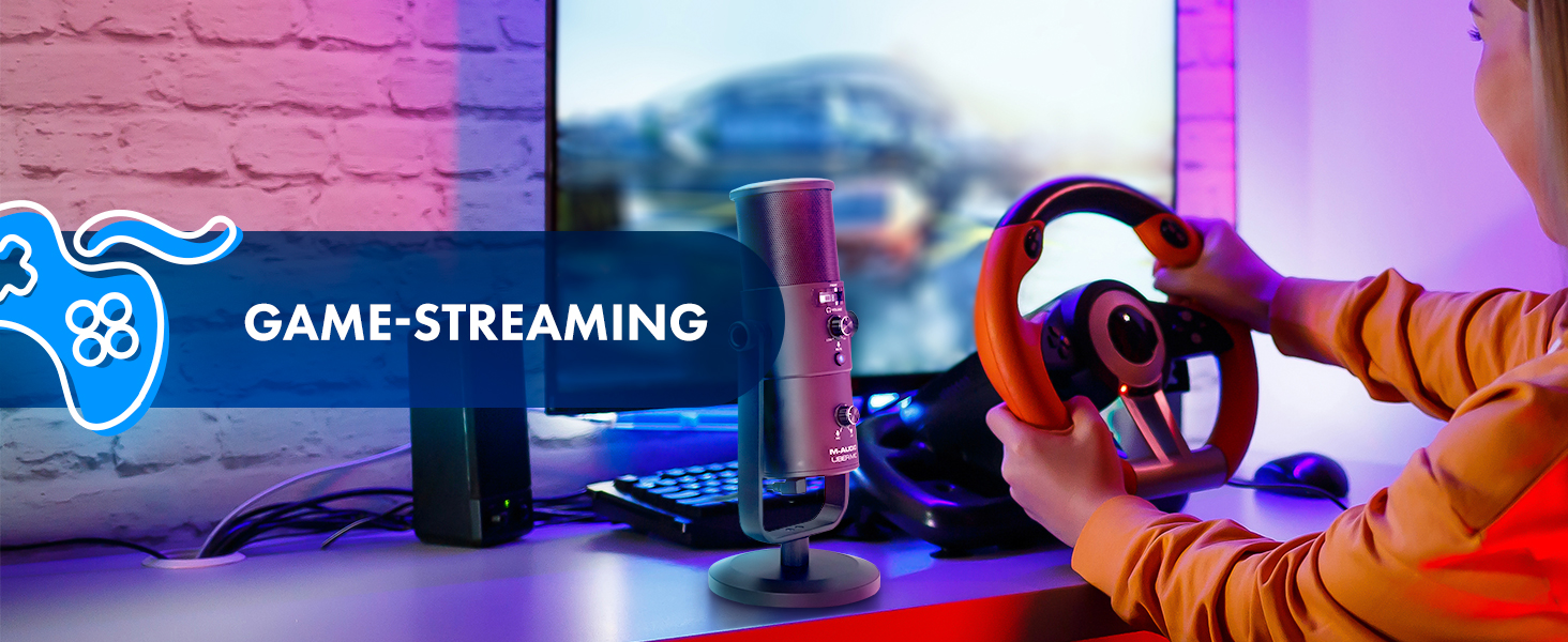 M-Audio Uber Mic - USB конденсаторний мікрофон для геймінгу, стрімінгу, подкастів та студійних записів. 4 характеристики спрямованості, кнопка вимкнення мікрофона, вихід для навушників