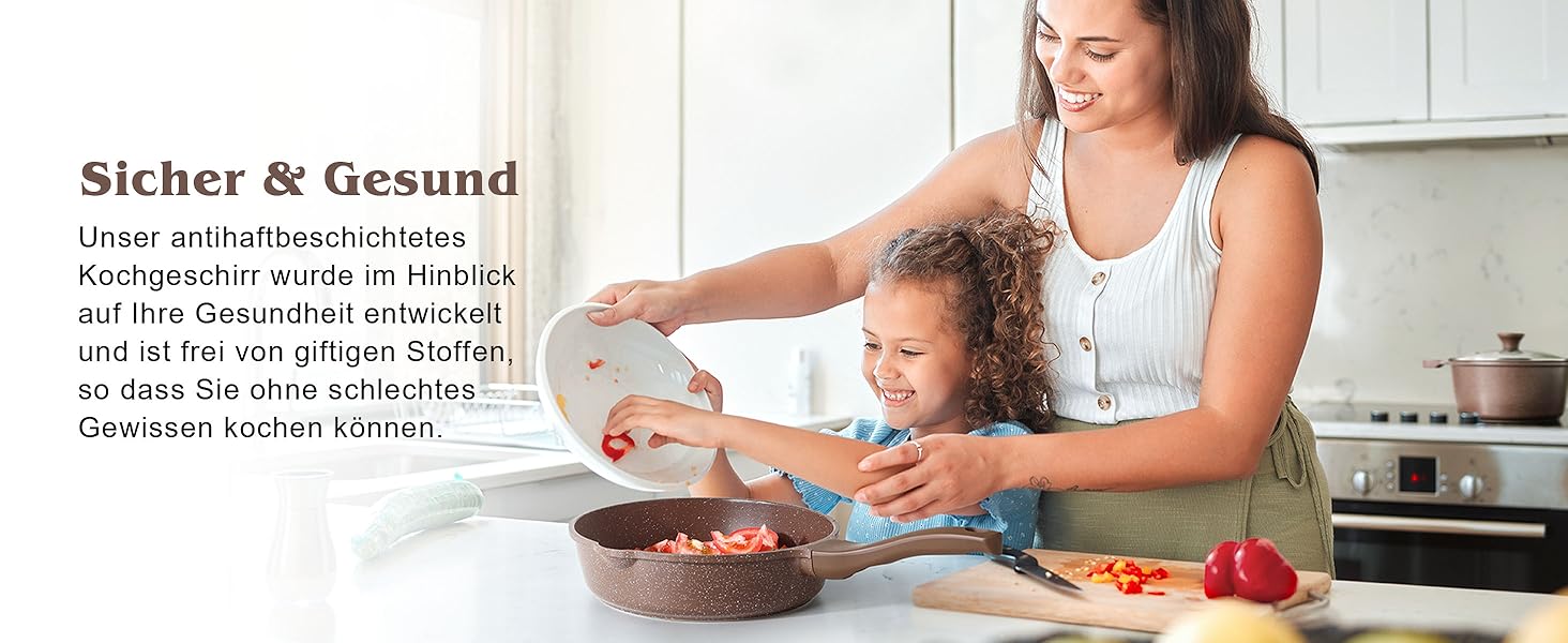 Сковорода SENSARTE з керамічним антипригарним покриттям, 28 см, швейцарське гранітне покриття, для приготування омлетів, сумісна з газовою та індукційною плитами, без PFOA/PTFE/PFAS, білий колір