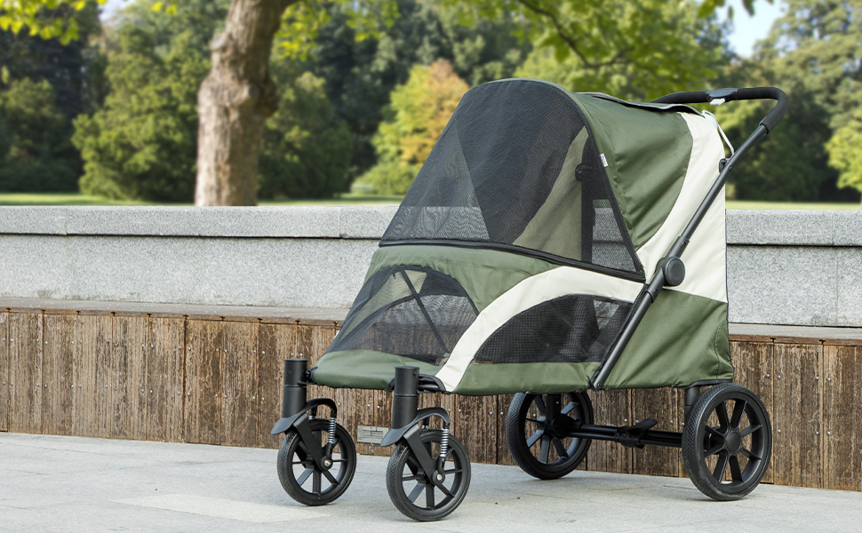 PawHut Будка-переноска для собак та котів, складана, до 30 кг, з подушкою, сітчастими вікнами та кишенями для зберігання (темно-зелений)