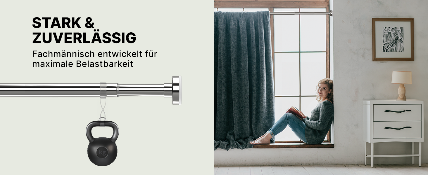 Штанга для душу без свердління 90-160 см, срібна, Ø 25 мм, телескопічна – для ванни, душу та перегородки, 1 шт.