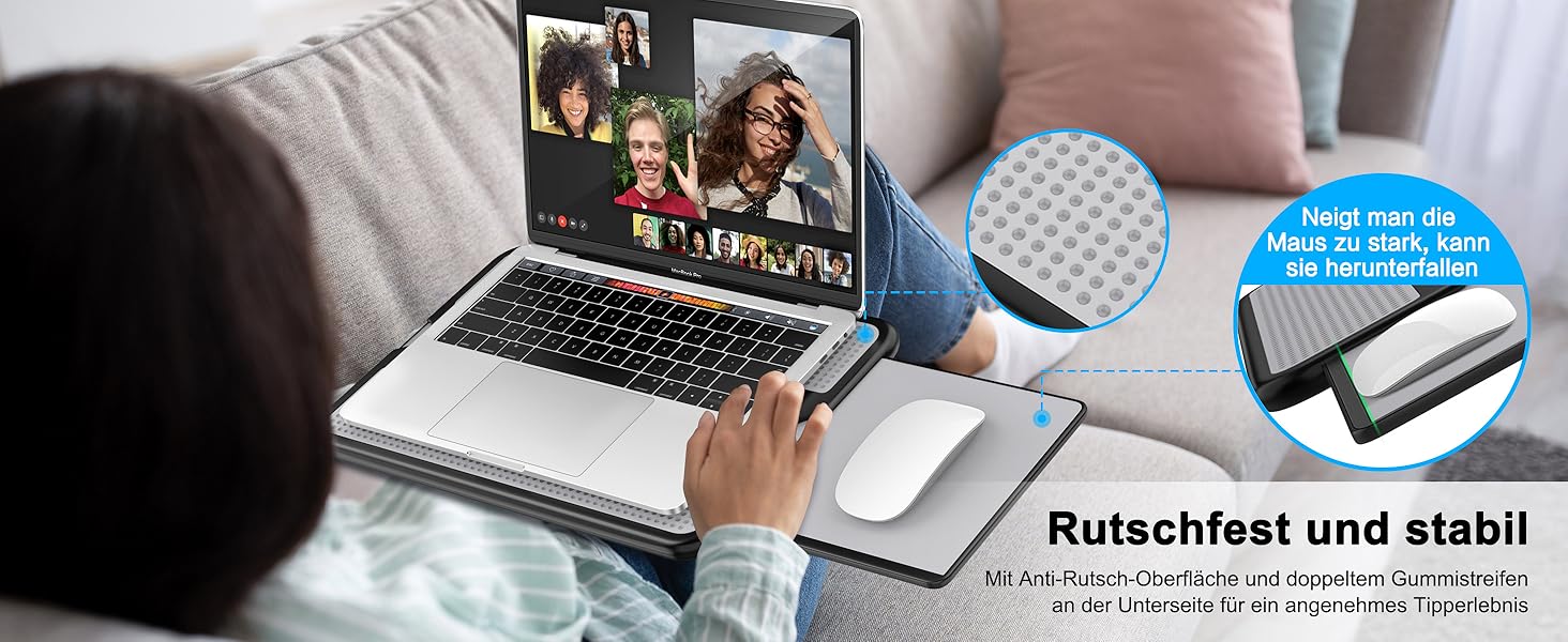 Підставка для ноутбука AboveTEK з вбудованим мауспадом, сірого кольору, для роботи вдома, в офісі, у подорожах