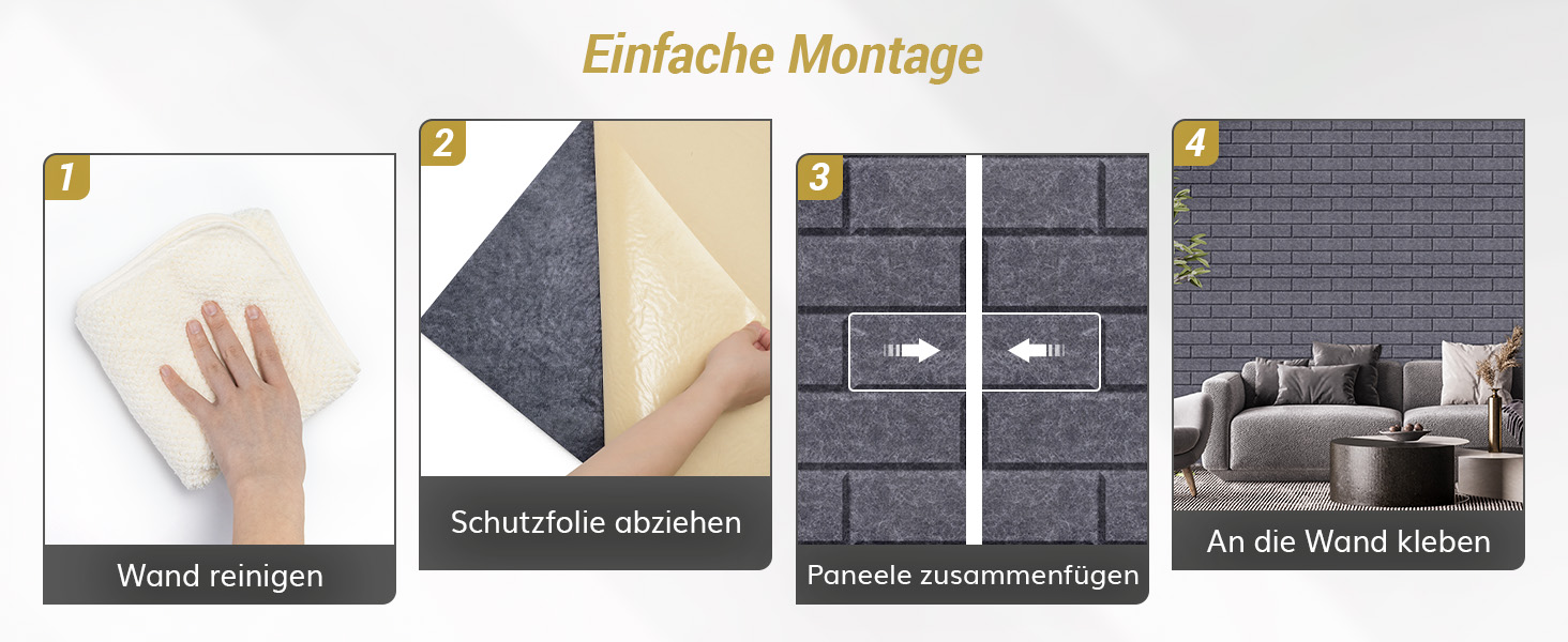 Акустичні панелі TONOR під цеглу самоклеючі, 18 шт. (30x30x0,9 см), звукопоглинаючі панелі для шумоізоляції та декору стін, темно-сірі