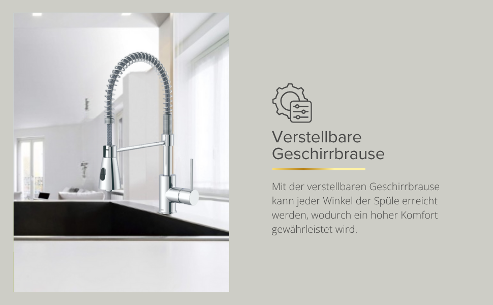 Кухонний змішувач Lenz KALANI² в стилі - з регульованою поливальною насадкою - проста установка та якісна обробка - 46070322 (Низький тиск, Хром)