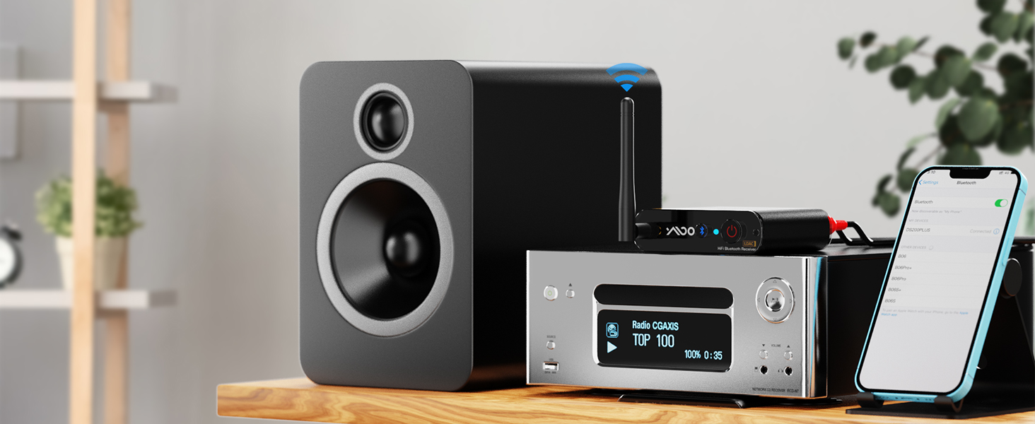 Bluetooth аудіоприймач YMOO з LDAC, ESS DAC-чіпом: оптичний та RCA вихід для стереосистеми