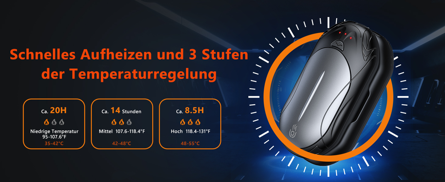 Електричні грілки для рук OUTJUT, 6000mAh, 3 режими нагріву, USB, 2 шт. (чорний та сірий)