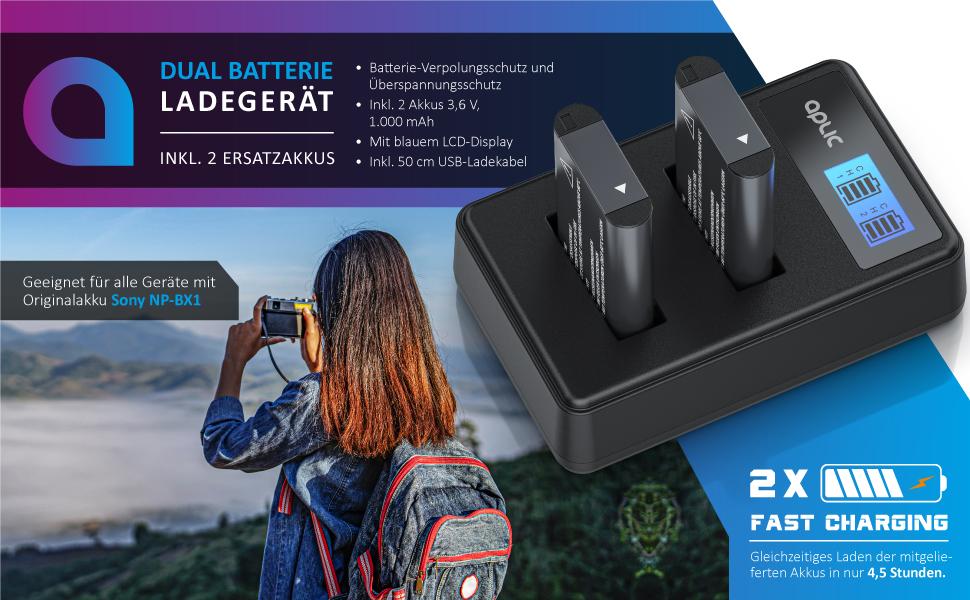 Зарядний пристрій для акумуляторів CSL - 4 слоти AA/AAA NiMH з LCD-дисплеєм, чорний (Тип 2)