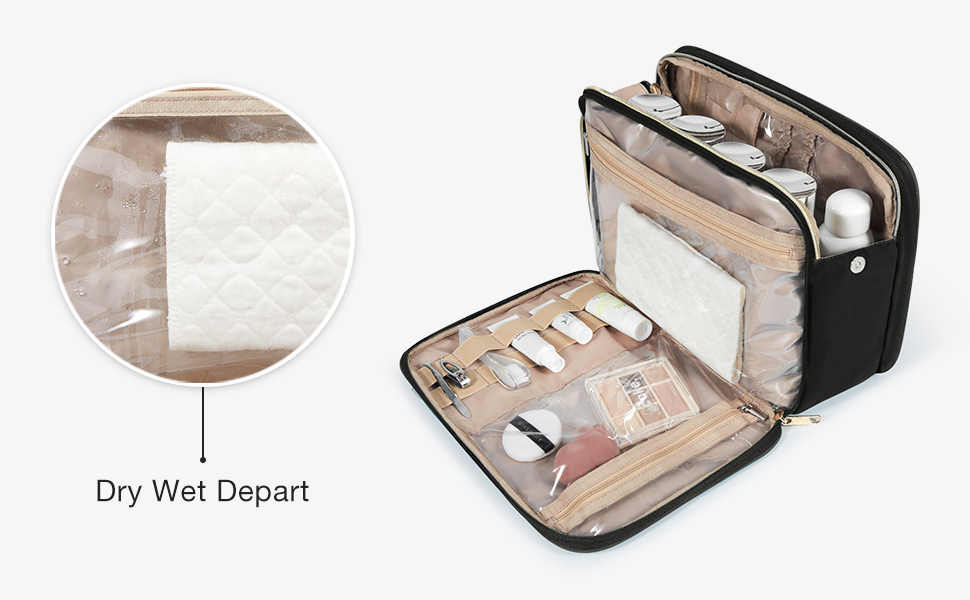 Сумка для косметики BAGSMART для подорожей, чорна, середнього розміру. Сумка-органайзер для туалетних аксесуарів, косметики та необхідних речей у подорожі.