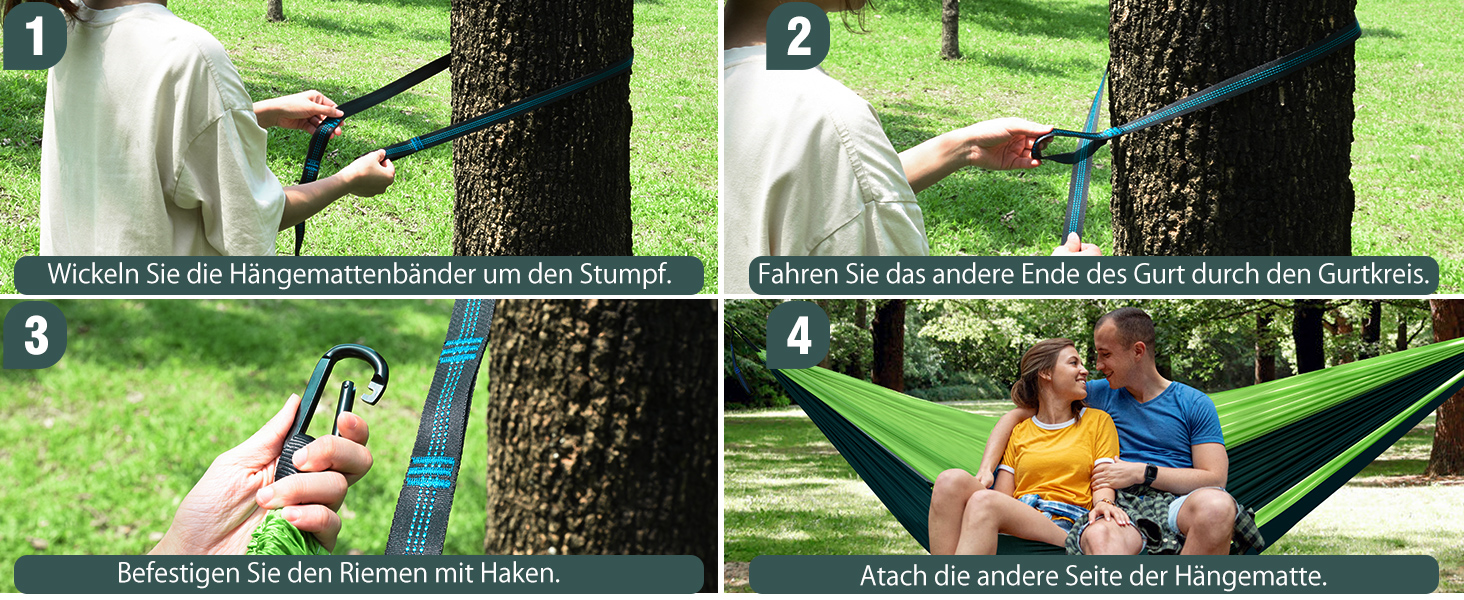 Гамак OTraki для відпочинку на природі 270x140 см: легкий, портативний, нейлон. Ідеально для саду, балкону, кемпінгу та дому.