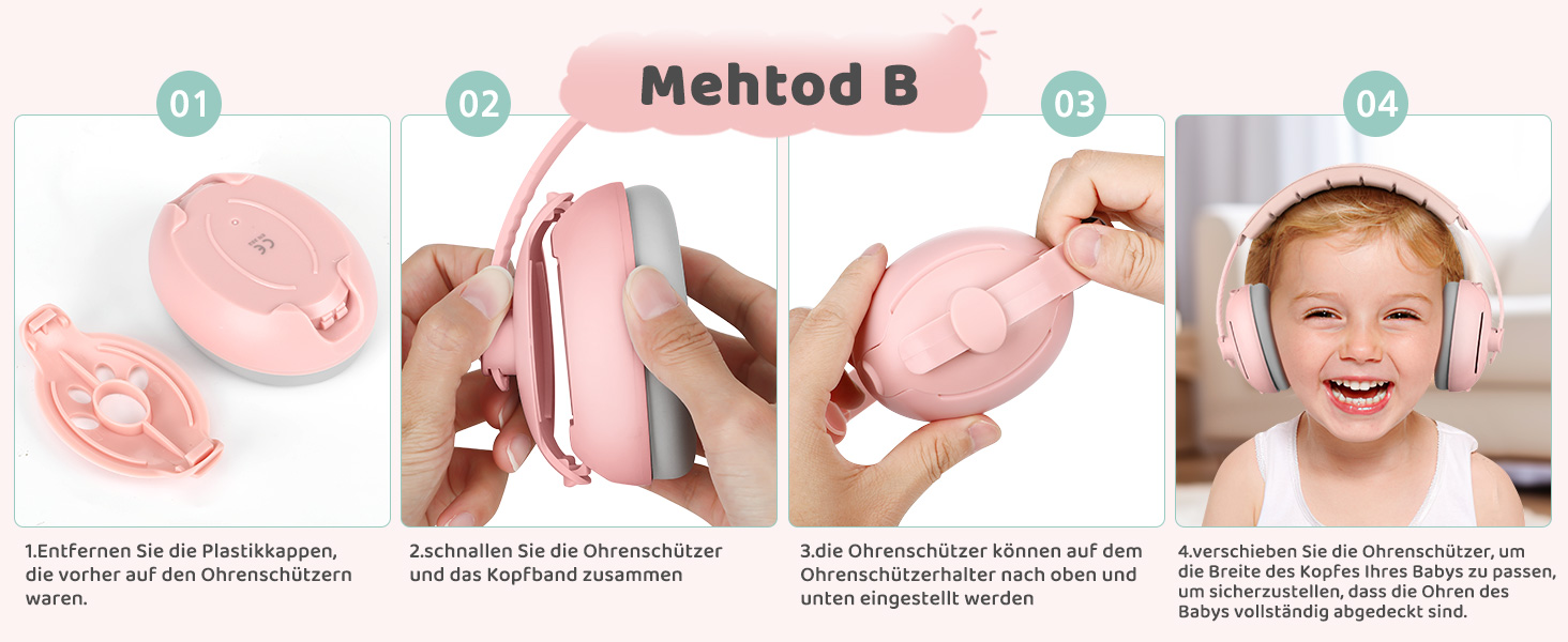 Навушники для захисту від шуму для немовлят 0-2 роки (Рожеві)