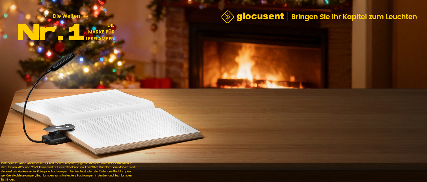 Світлодіодна лампа для читання Glocusent з кріпленням, 20 LED, USB, 5 режимів температури кольору, регулювання яскравості, гнучка на 360°, для читання в ліжку