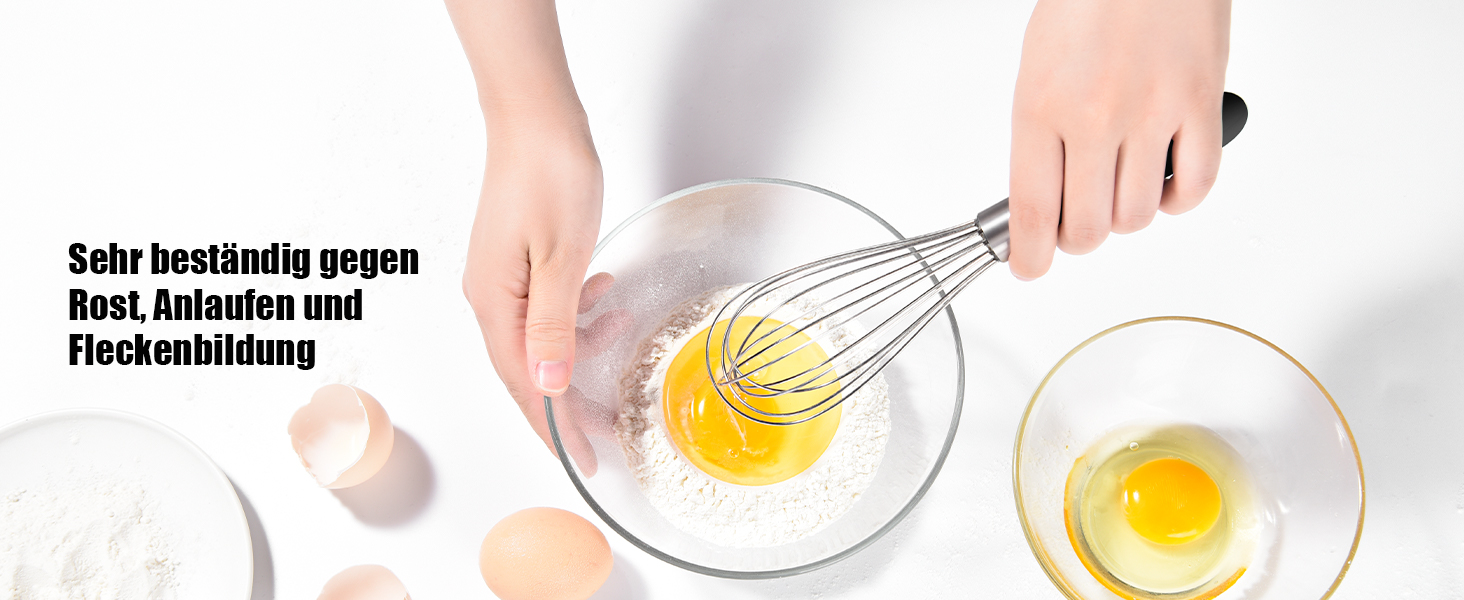 Міксер ручний кухонний Doosu 28 см, з нержавіючої сталі 18/8, 8 гнучких дротів, для змішування, збивання, приготування тіста (Чорний, S-23cm)