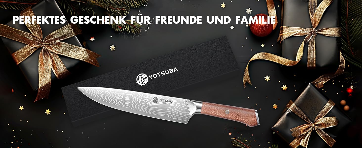 Японський кухонний ніж YOTSUBA 22 см, професійний шеф-ніж з нержавіючої сталі з вуглецевої сталі, ергономічна ручка з паккавуда