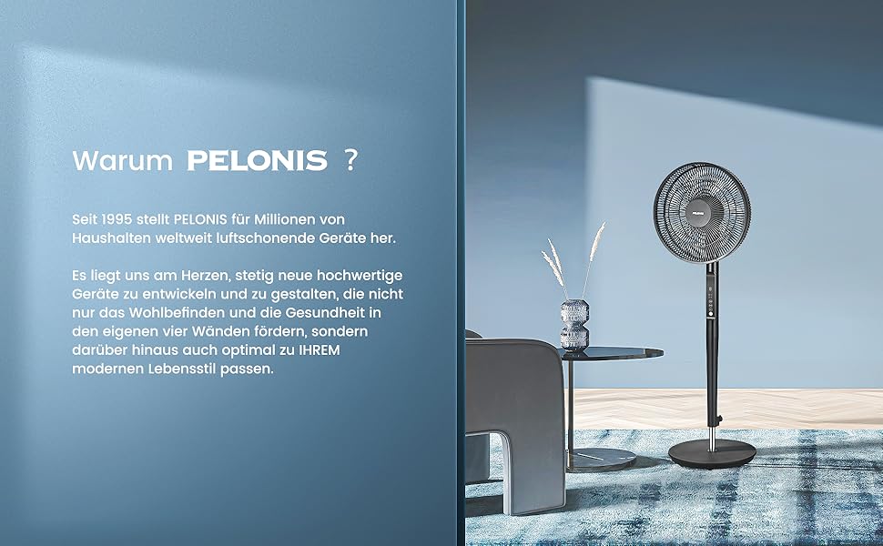 Турбовентилятор PELONIS з пульт дистанційного керування, дисплеєм, 3D циркуляцією, 36.5dB, 10м повітряний потік, регульована висота 60/111см, 4 режими з таймером, знімний захист, поворотний, 76см, оранжевий