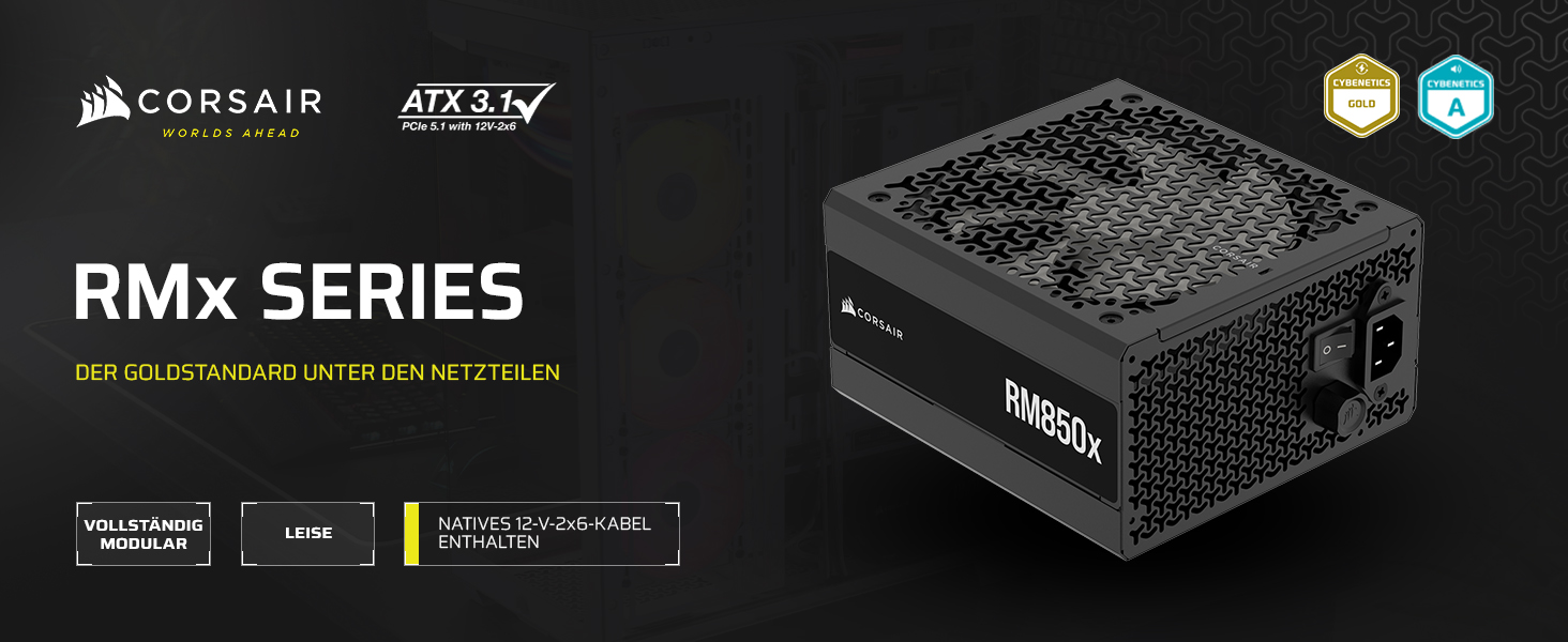 Блок живлення Corsair RM850x (2024) 850W, повністю модульний, ATX 3.1, PCIe 5.1, низький рівень шуму, чорний