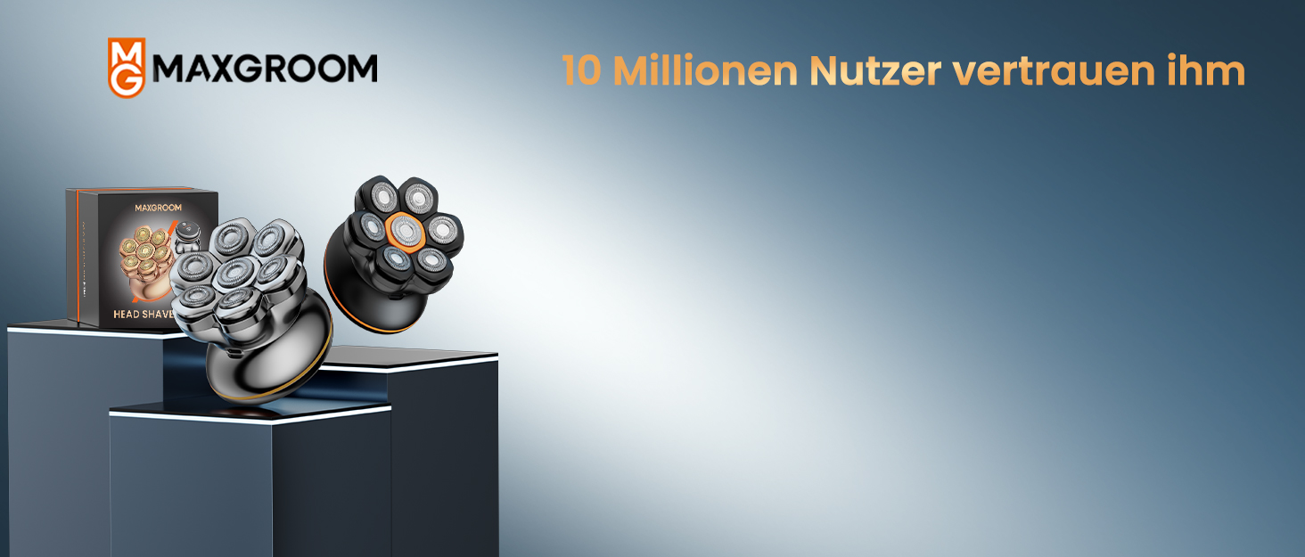 Машинка для гоління голови 7D PRO MAXGROOM IPX6, срібляста, акумуляторна (1400mAh), 8800 об/хв, для чоловіків