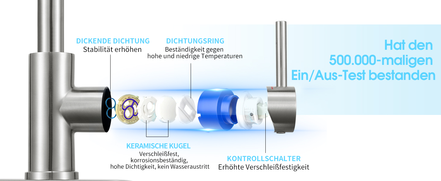 Кран кухонний CREA, 360° поворотний, нержавіюча сталь, для маленької кухні