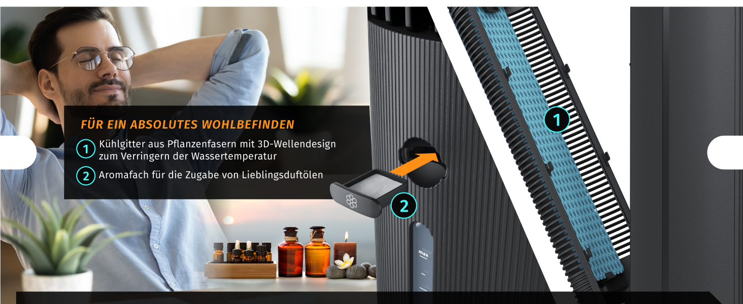 Мобільний вентилятор з водяним охолодженням Brandson - 5 в 1, тихий, 4.7л, чорний