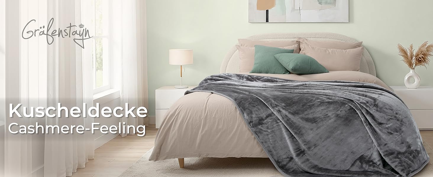 Плед Грaфенстейн® Kuscheldecke Cashmere-Feeling: м'який та пухнастий, теплий флісовий плед 150x200 см (Антрацит)
