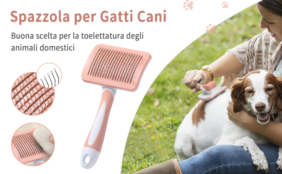 Щітка для собак та котів Vinabo для короткої та довгої шерсті, видалення підшерстя, автоматичне очищення, колір: кориця