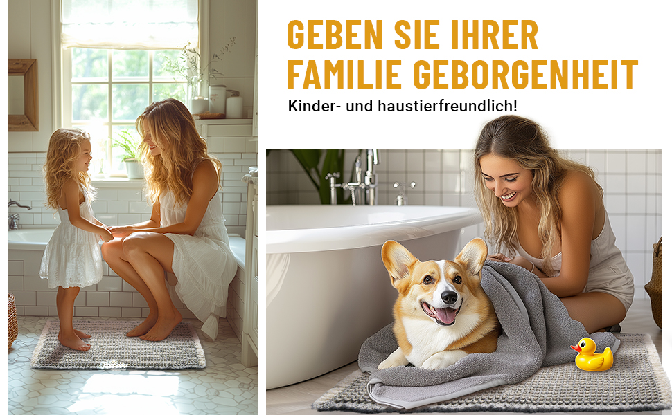 Boho Bathroom Rug Set - Non-Slip Bath Mats (2-Piece) - Washable Shower Rugs for Bathroom, Bedroom, Living Room - 51x120cm + 41x61cm (Gray & White)