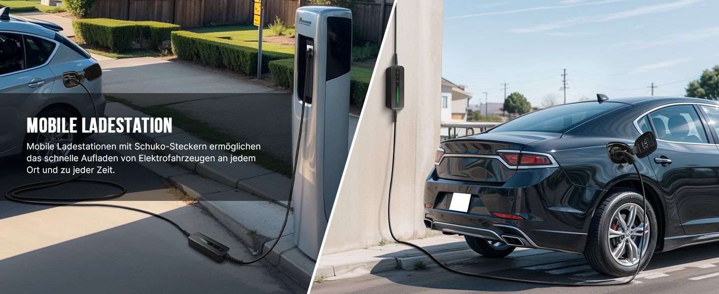 Кабель для зарядки електромобіля Type 2 Schuko 3.68kW 10-16A, 6м, IP66 - Wallbox з LCD дисплеєм для PHEV/EV