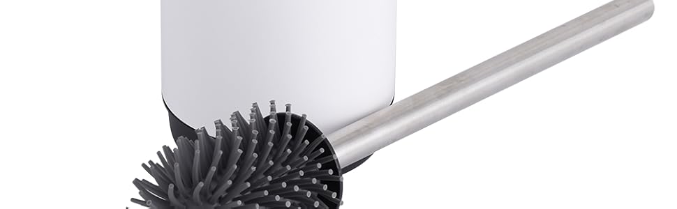 Набір для чищення унітазу з ручкою з нержавіючої сталі - 2 насадки, для ванної кімнати, гігієнічний, антибактеріальний