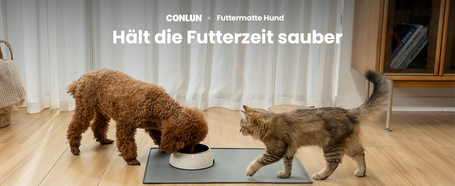 Килимок для годування собак та котів Conlun, нековзний, 100% водонепроникний, з піднятим бортиком, для запобігання розливу, придатний для миття в посудомийній машині (Taupe, 60 x 40 см)