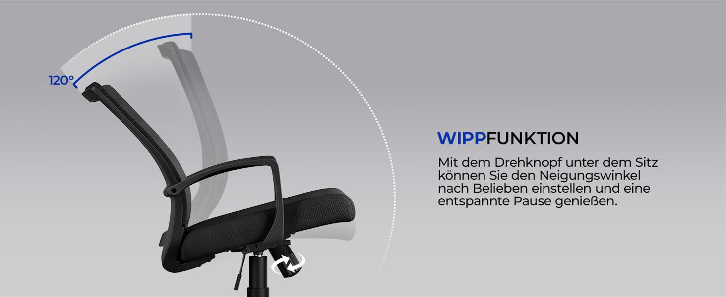 Офісний крісло Yaheetech ергономічне, комп'ютерне з сітчастою спинкою, з підлокітниками, для офісу та дому, чорне, до 136 кг, з регулюванням висоти та функцією гойдання