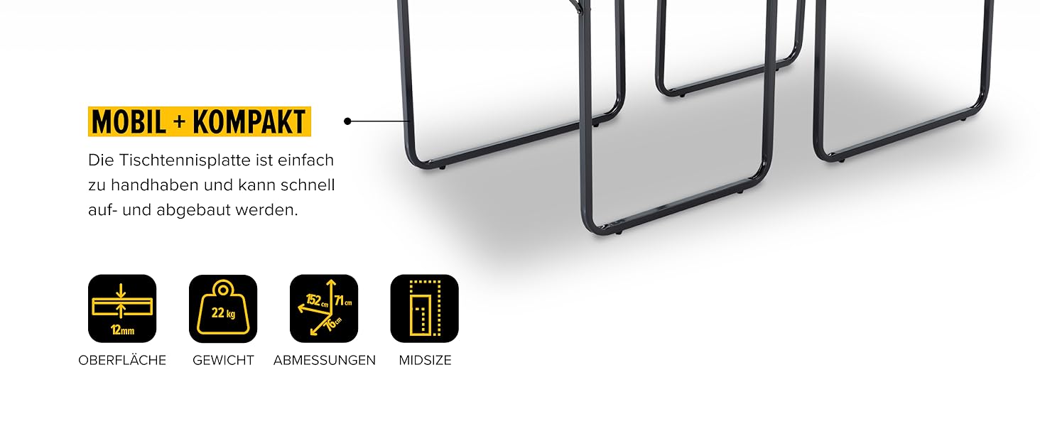 Стіл для пінг-понгу JOOLA Midsize, стіл для відпочинку, стіл для настільного тенісу з сіткою (стіл для пінг-понгу, Чорно-фіолетовий)