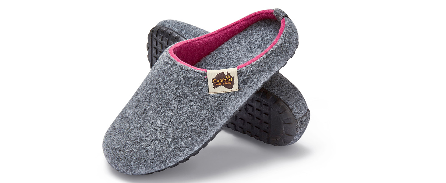Тапочки Gumbies з перероблених матеріалів - антиковзаюча та стійка підошва, знімна устілка, зігріваючі, для дому та вулиці - сіро-рожеві, 40