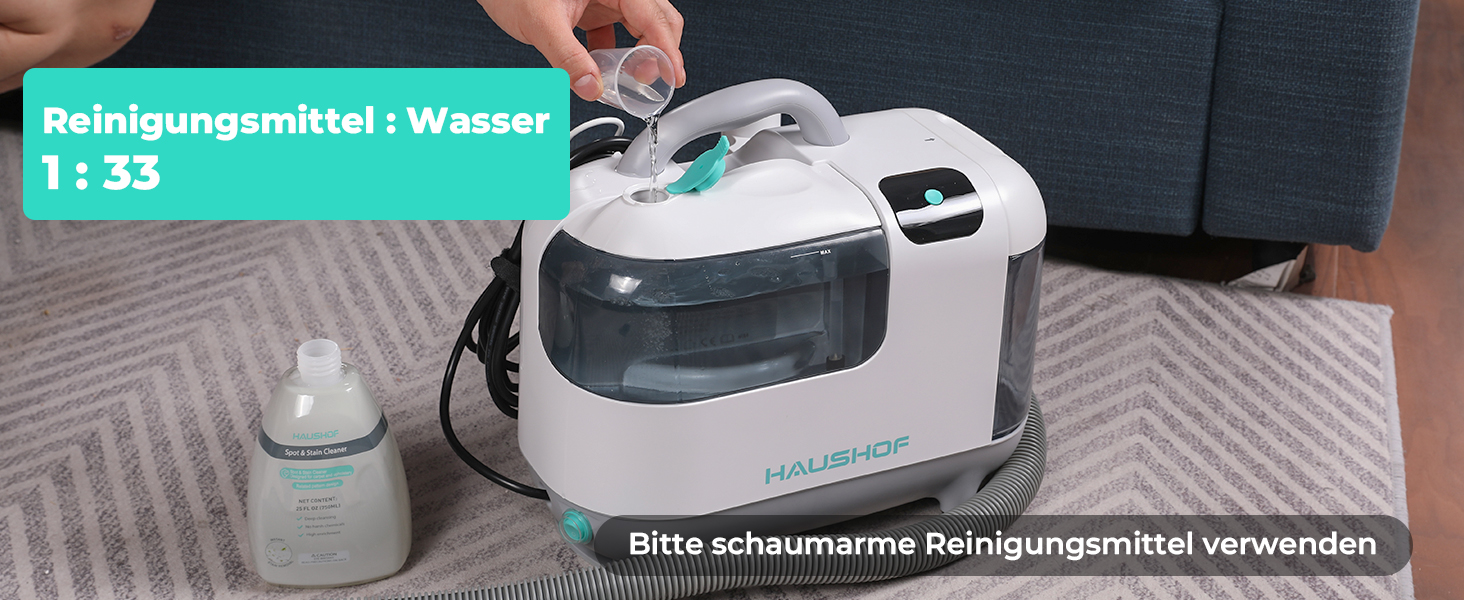 Пылесос с функцией пара HAUSHOF StainZapper Vapo: для коврів, диванів, авто. Очищувач з підігрівом та високою температурою. З миючим засобом.