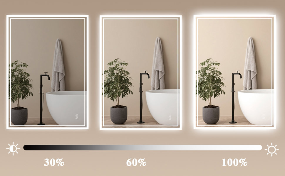 LED дзеркало для ванної кімнати з підсвічуванням 60 x 80 см – антизапар, 3 кольори, регулювання яскравості, подвійний сенсорний вимикач, функція збереження налаштувань при відключенні електроенергії, монтаж горизонтально/вертикально, квадратна форма.