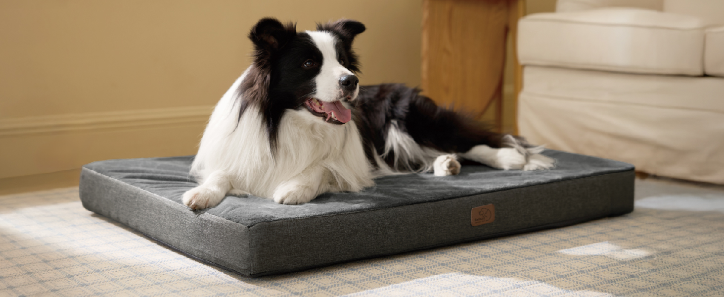 Ортопедична подушка для собак BEDSURE - 61x41x8 см, сіра, з Memory Foam, 2 в 1, для маленьких собак