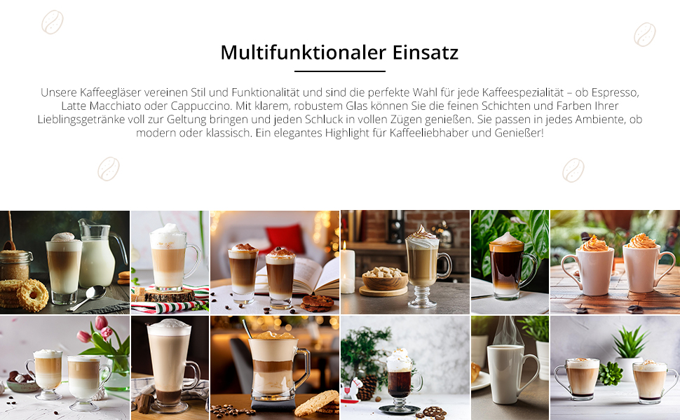 Набір склянок KROSNO Alex 4 шт. 400 мл: кавові, чайні, з ручкою | KROSNO